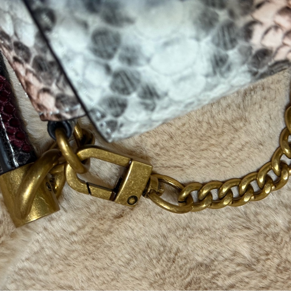 Guess Snake Print Shoulder Bag with Gold Chain - Picture 6 of 11
